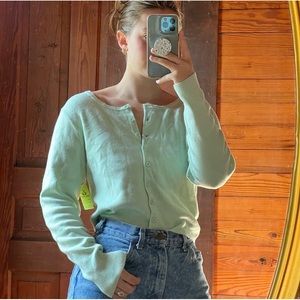 Women’s size large long sleeve button up green sweater
